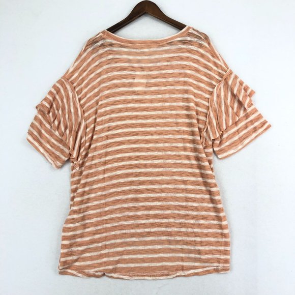 Weekend Suzanne Betro NWT Women's Plus Size 1X Coral White Ruffle Sleeve Tunic - Picture 10 of 10